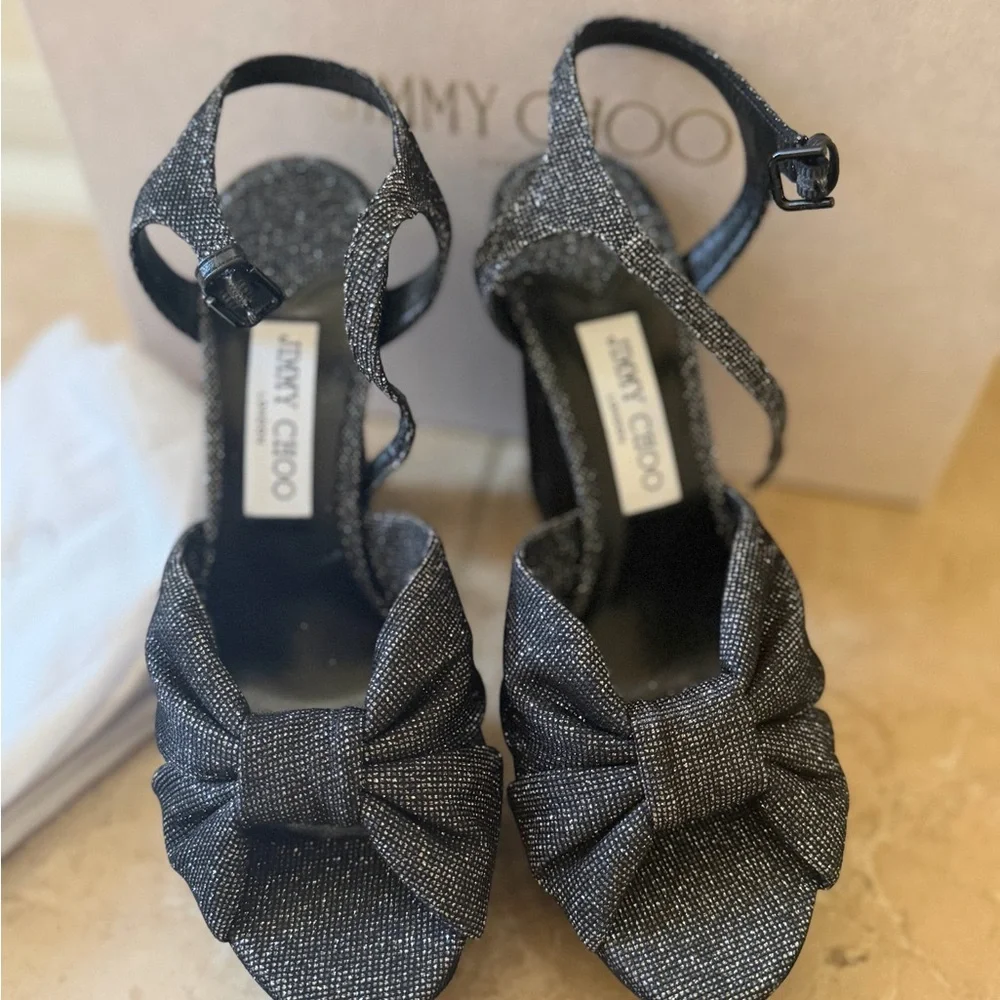 Jimmy Choo Heloise 120MM Glitter Platform Sandals size 39.5